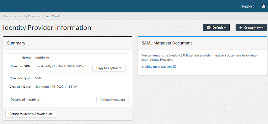 identity provider information